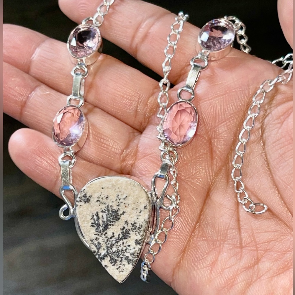 Fosillized Dendritic Necklace 15”- 17”